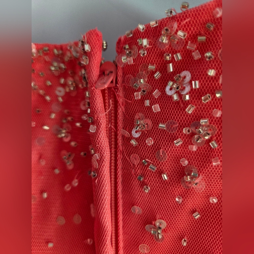 Morilee Pink/Coral Beaded Sequin Dress Size 2? - Picture 5 of 7